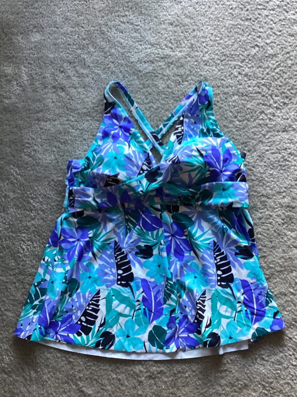 Swimsuits For All Blue & Teal Floral Top, Size 20 - Picture 1 of 8